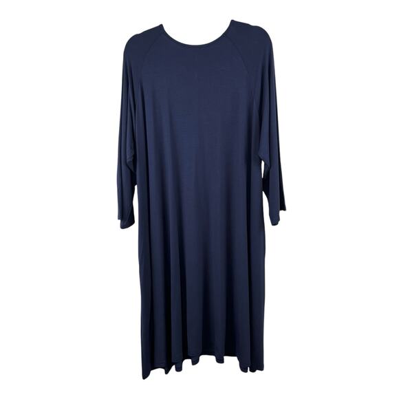 White Mark Criss Cross Neck Navy Blue Relaxed Fit Swing Midi Dress Plus 3XL NWT - Picture 3 of 13